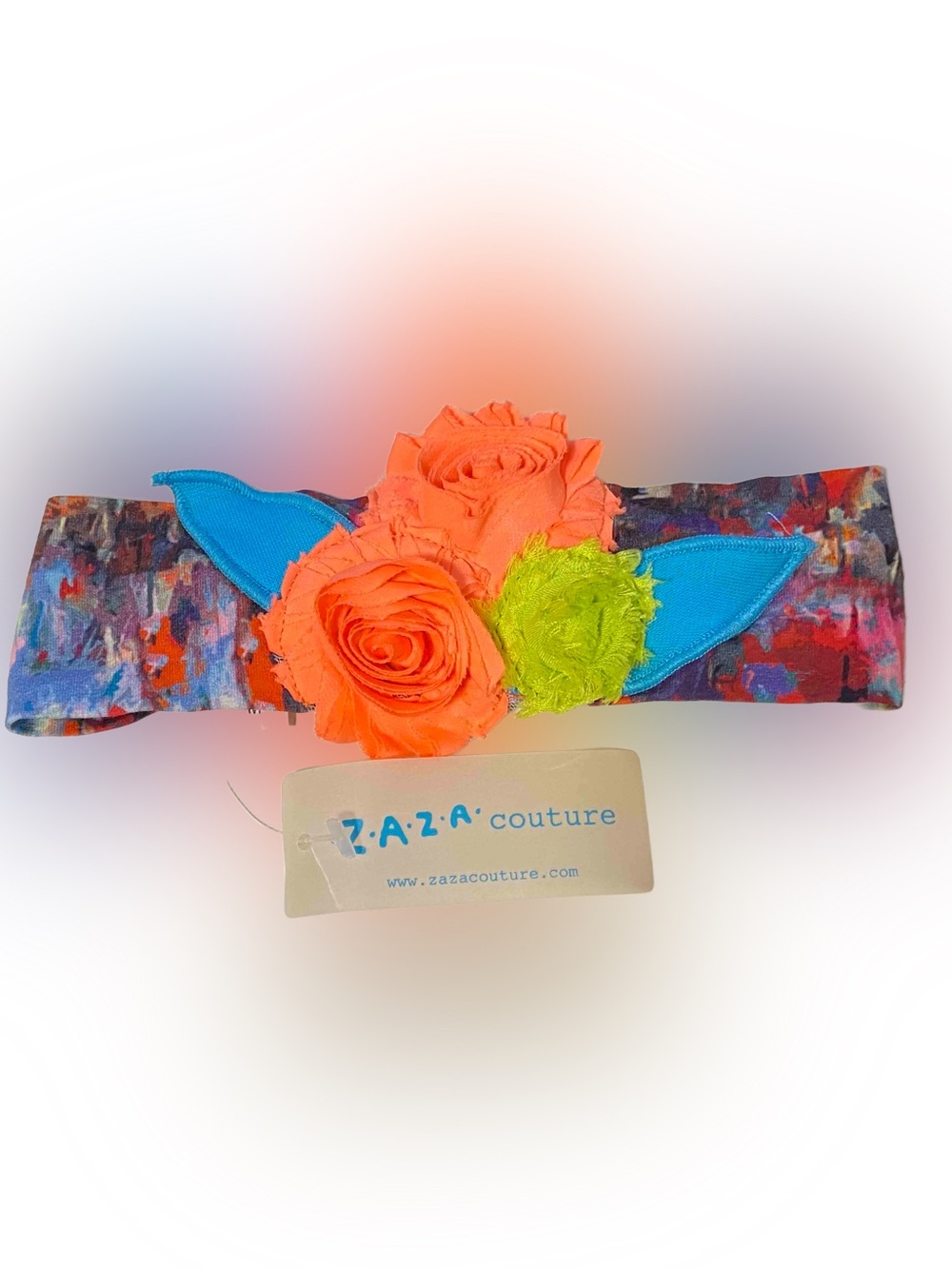 Zaza Couture Super Fun Little Girls Headband NWT 4 to 7 Yrs Orange Turquoise‎